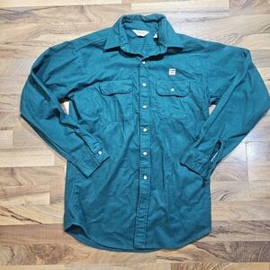 Five Brother L Tall Green Flannel Shirt Made in USA Golden Sun Patch